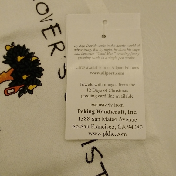 Lot of 2 A Wine Lover's 12 Days of Christmas Dish TOWEL 18" x 26" by David Price - Picture 6 of 13